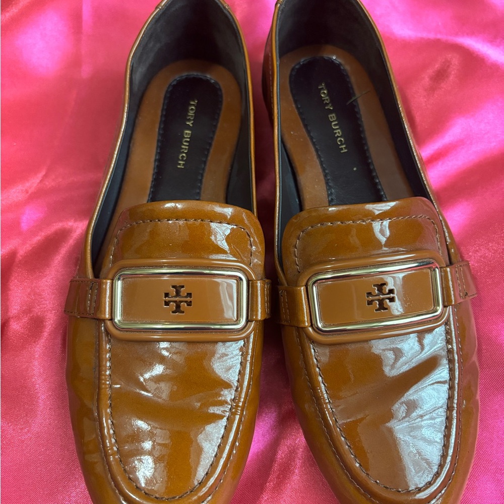 Tory Burch Tan Patent Loafers